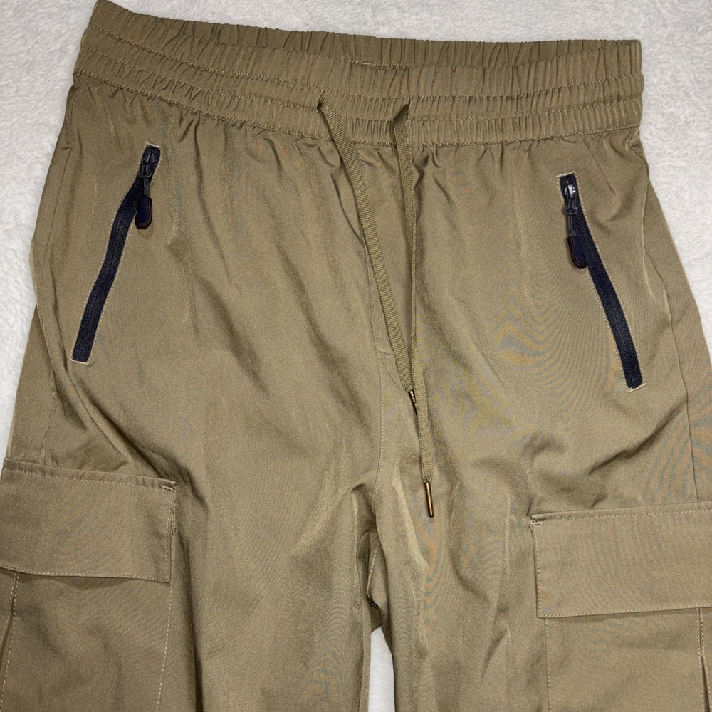 Libin Women's Cargo joggers Medium Tan Zipper Pockets Drawstring Quick Dry Pants